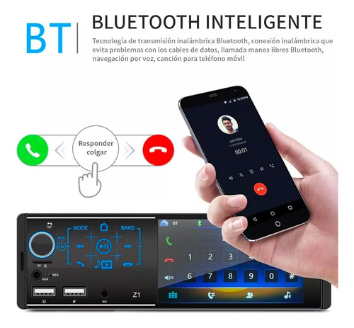 Autoestéreo Multimedia Reproductor Bluetooth Mp5 Con Pantall Negro