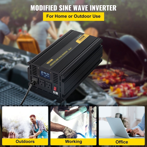 Inversor De Onda Sinusoidal 3500w Dc12v A Ac120v Lcd