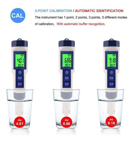 Medidor de temperatura e salinidade Tds Ph Ec