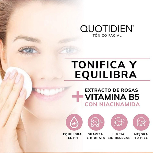 Imagen 5 de 8 de Tónico Facial Con Agua De Rosas + Vitamina E + Niacinamida