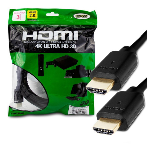 Imagem 6 de 8 de Cabo Hdmi 3 Metros 2.0 19 Pinos Ethernet 4k Ultrahd 3d