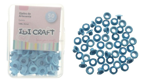 Caja C/50 Ojalillos Metálicos Ibi Craft, Diam. 4,5mm, Azul 