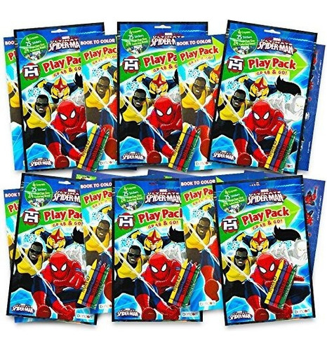 Marvel Spiderman Ultimate Party Favors Packs - 6 Sets Con Pe