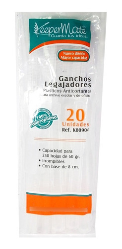 Gancho Legajador Plástico, Paquete X 20 Keepermate