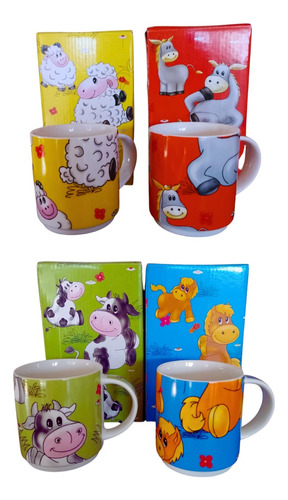 Pack X 2 Tazas Cerámica Diseño Animales Infantiles