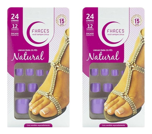 Unhas Postiças Fhaces Para Os Pes Color Lilas Com 24un - 2un