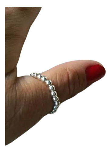 Anillo Extensible Bolitas 2 Mm Plata 925 Listo Para Regalo