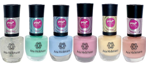 Kit Esmalte Ana Hickmann Pop Spring 5 Cores + Top Coat