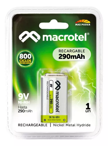 Batería Recargable 9V 800 ciclos - Macrotel 290mAh - Todopilas