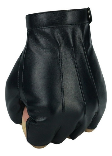 Nuevo 1 Par De Guantes De Medio Dedo De Cuero Pu For