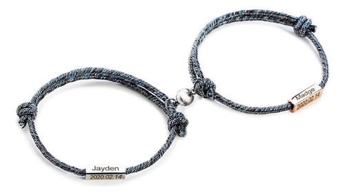 Pulsera Magnética Personalizada Con Nombre Para Pareja
