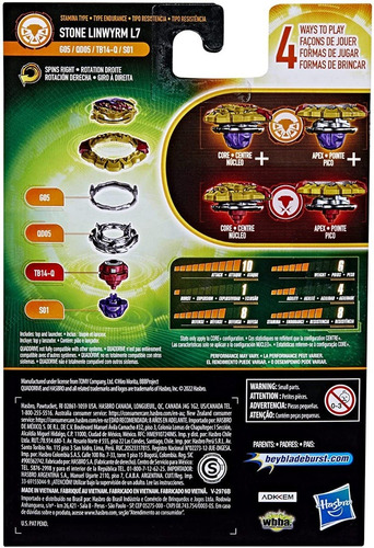 Imagen 7 de 8 de Beyblade Burst Quaddrive Stone Linwyrm L7 Hasbro Original