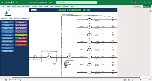 Planilha Projeto Elétrico Industrial + Projeto Elétrico Cad