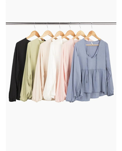 Imagen 3 de 4 de Blusa Poplin Nano Mangas Abullonadas Estocolmo #2283