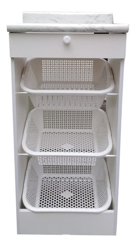 Verdulero Repostero Con Cajon Y Cestas En Blanco