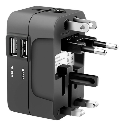 Adaptador 2.1a Tomada Universal Usb Tipo C Viajem Globo