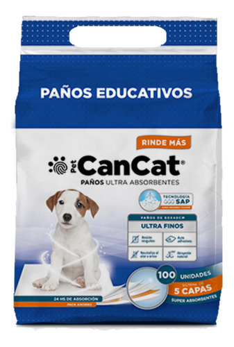 Paños Ultra Absorbentes Can Cat X 100 Unidades De 60 X 40 Cm