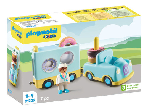 Figura Armable Playmobil 1.2.3 Camión De Donut 7 Piezas 1+