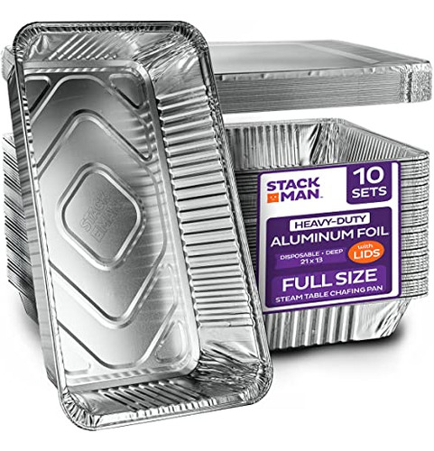 Bandejas De Aluminio Grandes Con Tapas Desechables (10-pack)