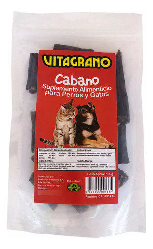 Snack Para Perro Cabanos Trocitos Vitagranov 100g X 5 Und