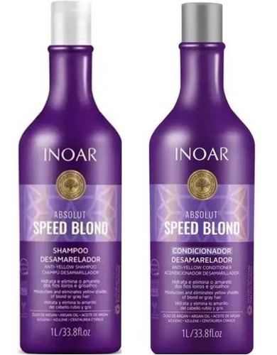 Kit Shampoo Condicionador 1l Desamarelador Speed Blond Inoar