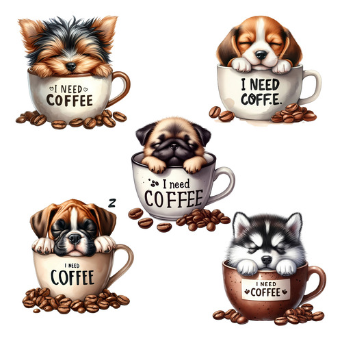 Kit Imagenes Png Clipart Cachorros Perros Y Taza De Café