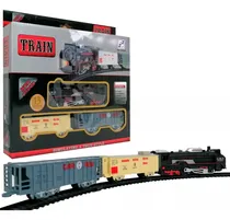 Comprar Tren De Carga Infantil  Pila Locomotora 2 Vagones  10 Vias 