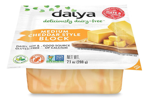 Daiya Bloque De Queso Vegano Estilo Cheddar Mediano Sin Láct