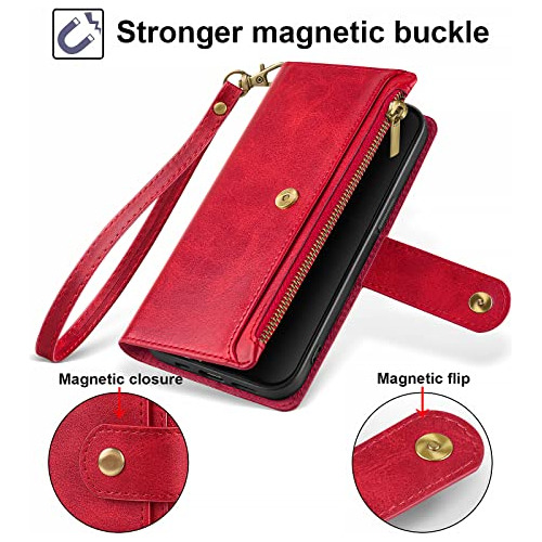 Funda Cartera Para Motorola Moto G Stylus 2021 Rojo Pu Le-02