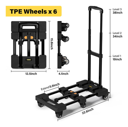 Carrito Plegable Para Camión De Mano Con Capacidad De 500 Kg