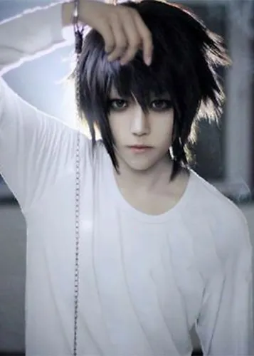 Peluca Lacia Negra 30cm Anime Hombre Cosplay Kanekalon Peluca Lacia Negra 30cm Anime Hombre Cosplay Kanekalon