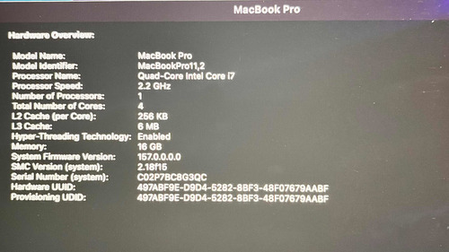 Macbook Pro 15 2t Ssd, 16 Gb Ram , 2014 (Usado)