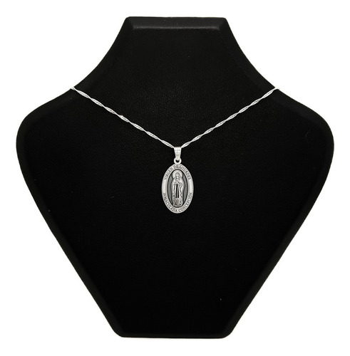 Cadena Y Dije Virgen Lourdes Inmaculada Concepción Plata 925 Plata 925 55 Cm