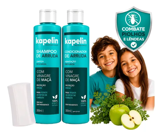 Kit Shampoo + Condicionador + Pente Fino Anti-piolhos Lêndea