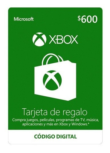 Imagen 1 de 2 de Microsoft Tarjeta Regalo Xbox $600 Pesos (código Digital)