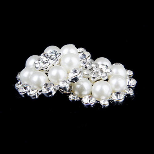 5pcs Cristal Flor De Perla De Imitación Botón Decoración