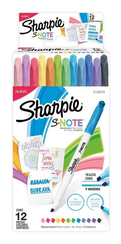 Destacadores Sharpie Note Set Compacto 12 Tonos Pasteles