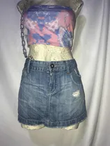 Comprar Sexy Mini Falda Mezclilla Rotos American Eagle 10 Deslavado