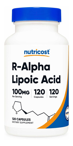 R Ácido Alfa Lipoico  R Alpha Lipoic Acid 100 Alta Absorción