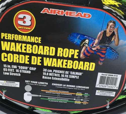 Imagen 4 de 4 de Cuerda Airhead Para Wakeboard Esqui Remolque Acuatico 21mts