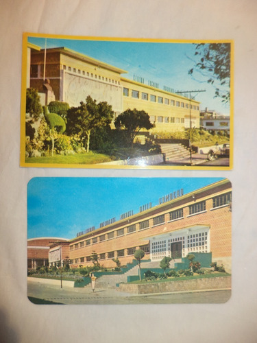 2 Antiguas (c. 1955) Postales Centro Escolar Teziutlán (Usado)