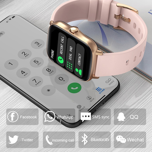 Imagen 7 de 8 de Reloj Inteligente Smartwatch Gold Rose Para Mujer Bluetooth