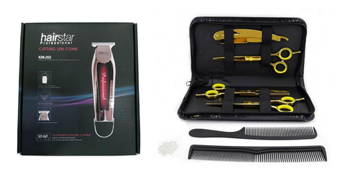 Kit 3 Tesouras Dourada Máquina De Acabamento Hairstar