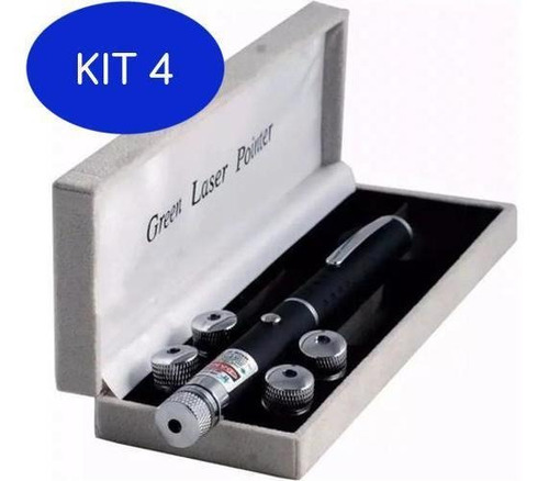 Kit 4 Super Caneta Laser Pointer Verde Longo Alcance Forte