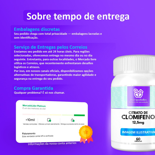 Clomifeno Citrato 12,5mg | 60 Cápsulas - Tpc E Fertilidade