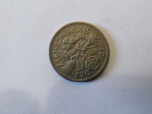 Moneda Inglaterra Six Pence 1957(x1550