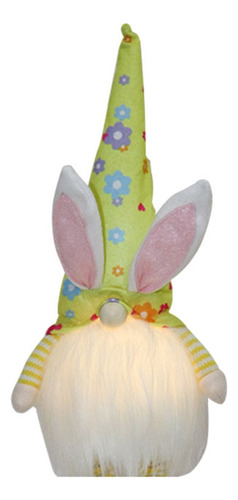 Gnomo De Conejo De Pascua Con Luz Led Hecho A Mano En Sueco