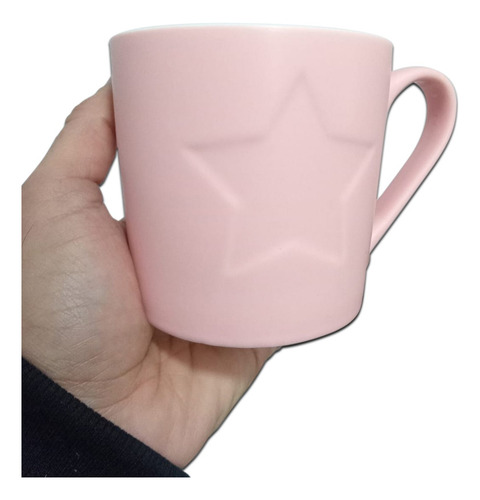 Taza Jarro Mugg Cerámica Color Opaco 350ml Pettish Online Color Rosa Interior Blanco Estrella