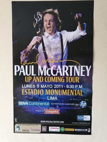 Poster Afiche Concierto Paul Mccartney En Lima The Beatles