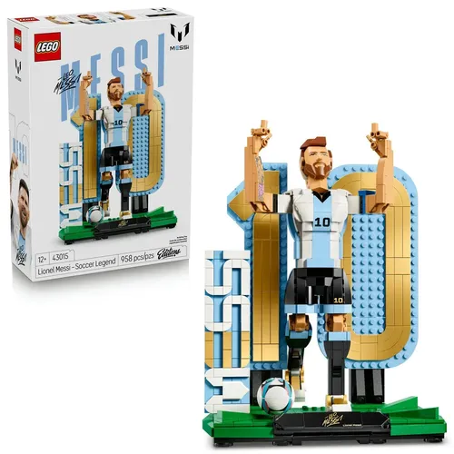 LEGO Editions Lionel Messi: Leyenda del Futbol 43015; Pieza de colección dedicado a Messi: Modelo 3D con 2 opciones de construcción; Regalo para fans del fútbol, niños y niñas; 12+